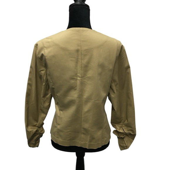 Ashley Stewart Tan Open Ruched Sleeve Cropped Jacket - Women’s 14 NWOT - Picture 10 of 13